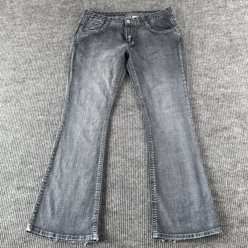 VTG Mudd Bootcut Jeans Juniors 11 Charcoal Wash Mid Rise‎ Distressed Denim Y2K